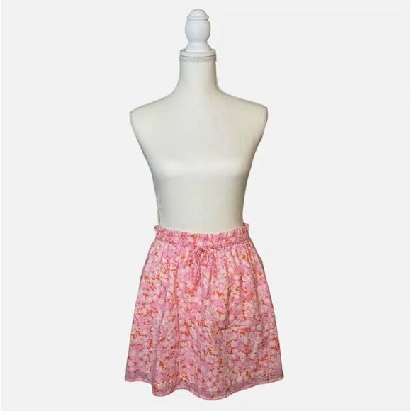 Nordstrom Designer Abound Gauzy Front Tie Skirt Coral Pink Tarry Floral NWT US S - Picture 2 of 6
